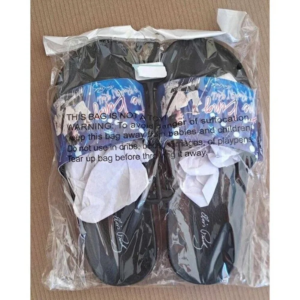 New Blue Sandals Elvis Presley Slip On Lights Guitar Flip Flops 6 to 7 NIP Photo - Picture 3 of 4
